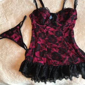 Fuchsia and black lingerie set